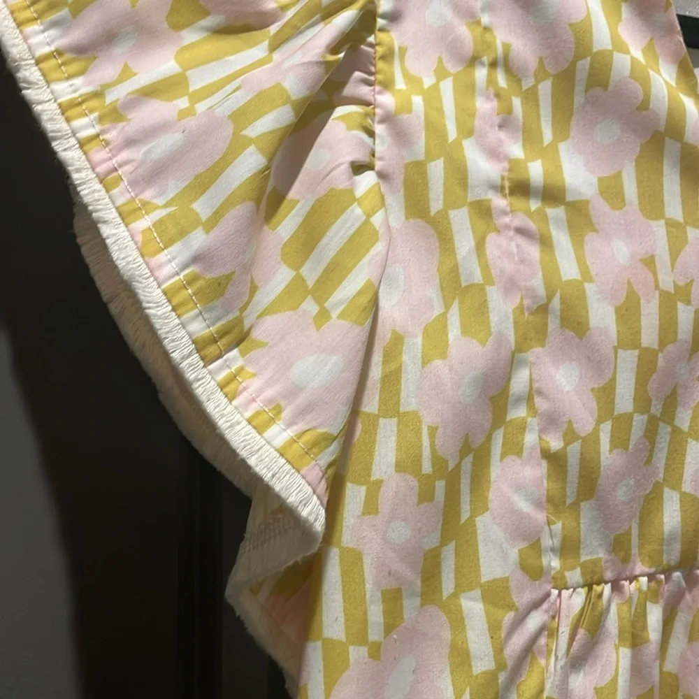 THML Womens Dress in Yellow with Pink flowers - Picture 3 of 3